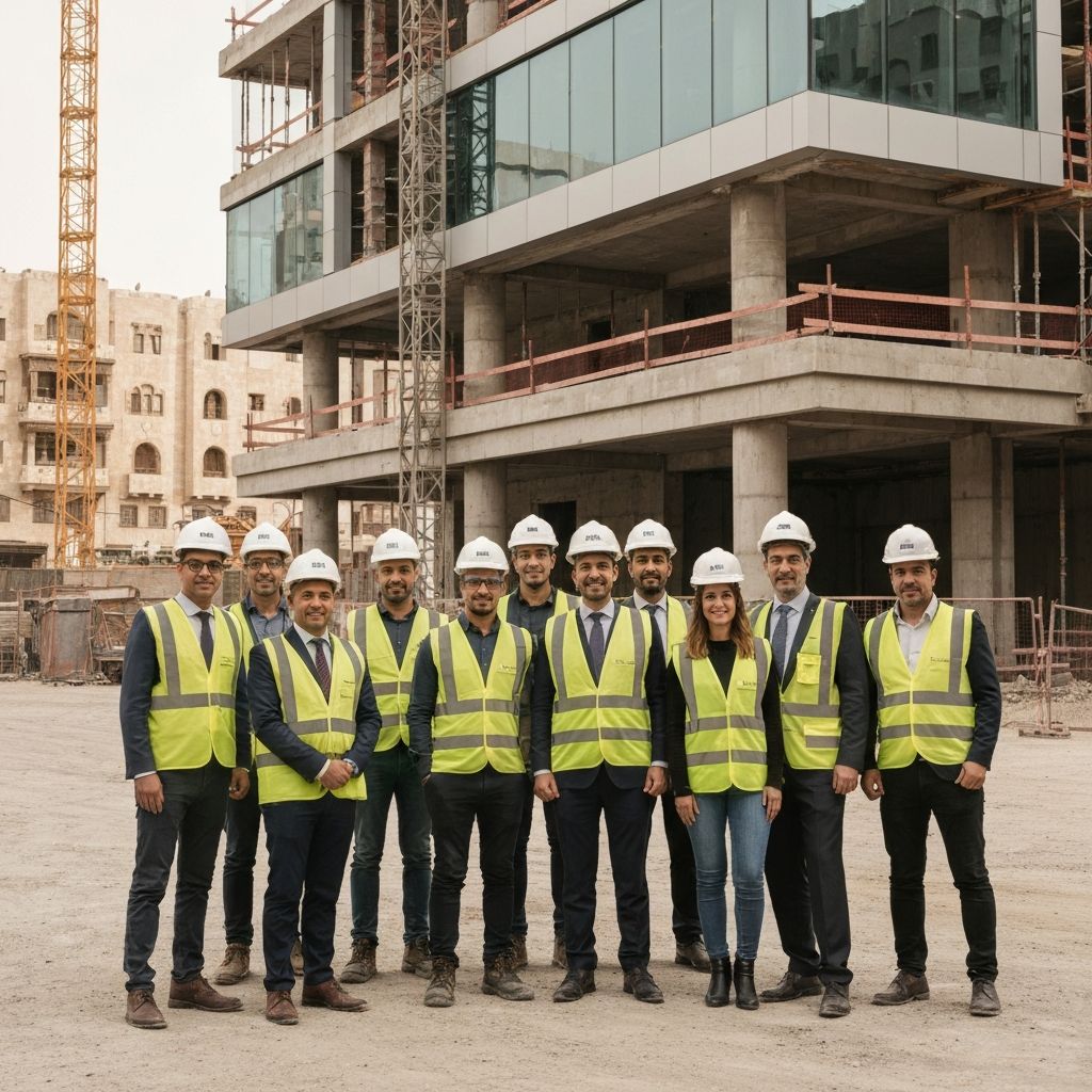 Al-Manara Construction engineering team at a project site